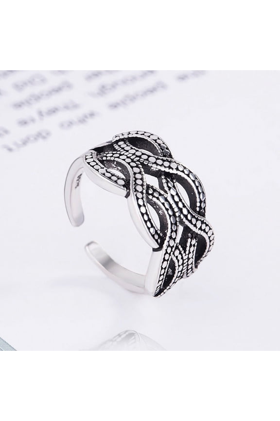 Unisex Geometric Ring Adjustable Opening Nepali Style Thai Silver Retro Punk Ring For Men And Women Gift Ideas