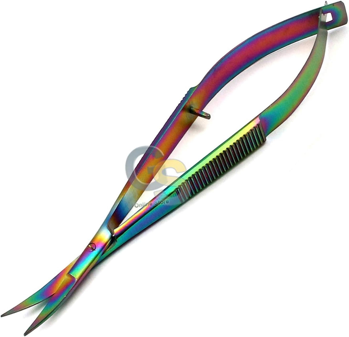 Curved Rainbow Colored Titanium Tipped EZ (4.5IN) Embroidery Scissors