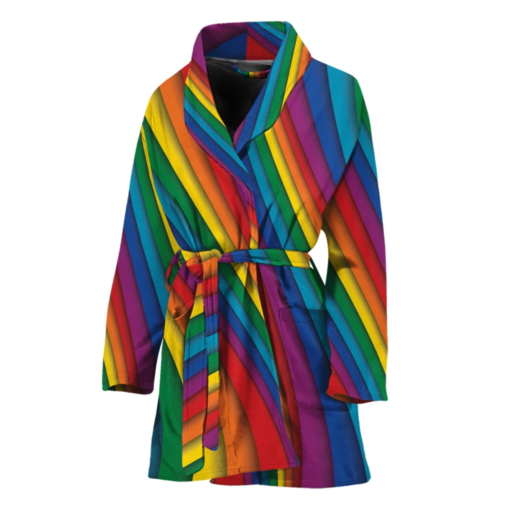 Colourful Robe Curved Rainbow Pattern Women Bathrobe One Size Univeral Fits, Rainbow ...