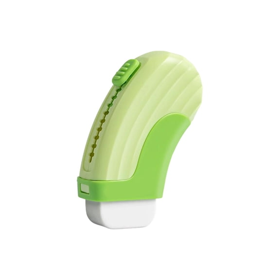 Curved Retractable Eraser with Slide Lock – TPE Non - slip Pencil Eraser for Precise Corrections, Tidy Residue & Comfortable Grip,Green