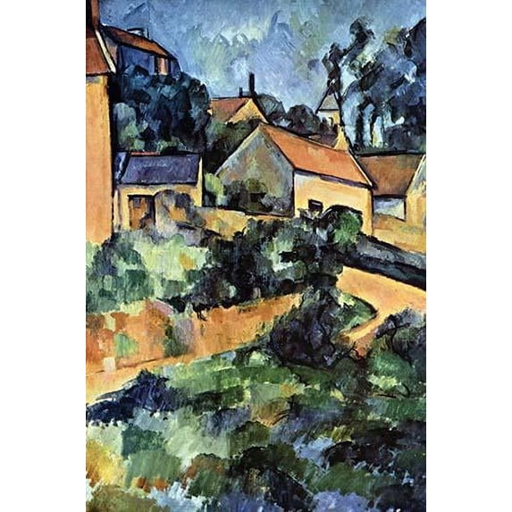 Curved Road in Small town goes up hill Poster Print by Paul Cezanne (24 x 36)