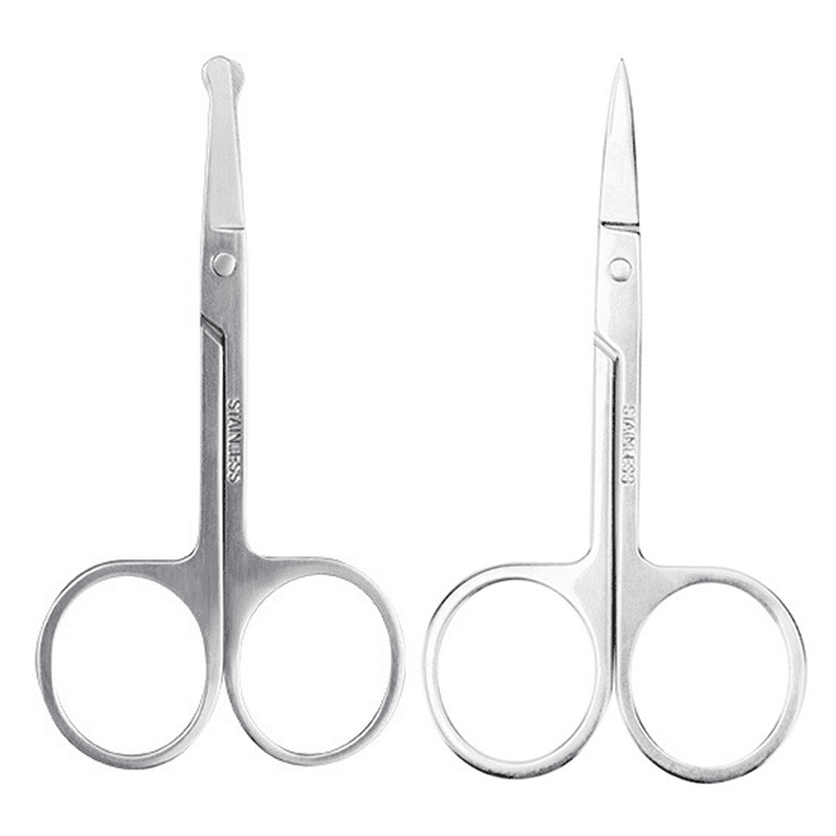 Curved and Rounded Facial Hair Scissors for Men - Mustache, Nose Hair & Beard Trimming Scissors, Safety Use for Eyebrows, Eyelashes, and Ear Hair 