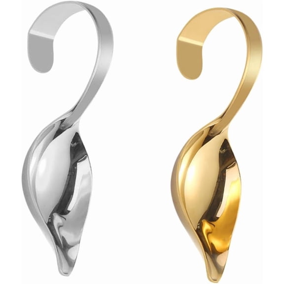 Curved Sauce Spoon Set, 2 Pack 304 Stainless Steel Drizzle Spoons for Kitchen Serving