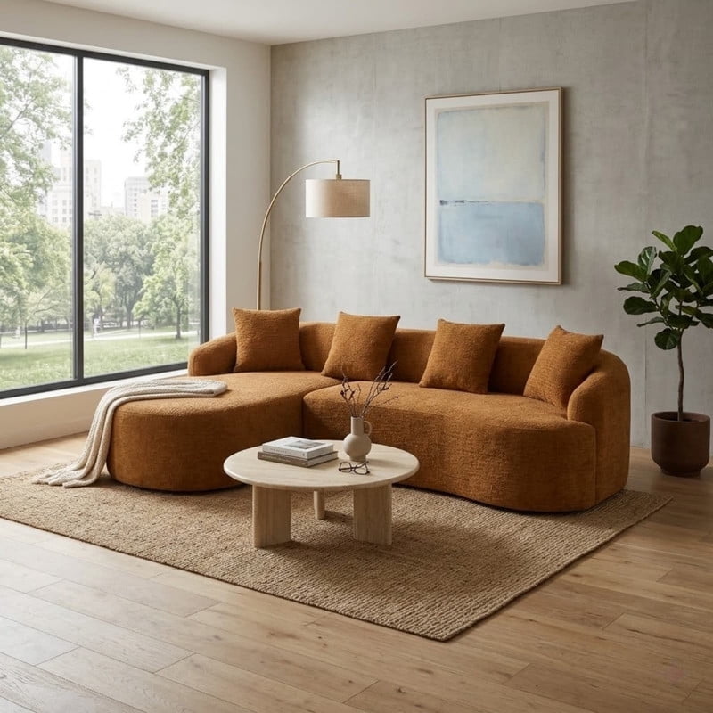 Curved Sectional Sofa with Chaise, 99'' Modern Luxury Chenille Cloud Couch for Living Room, Oversized 3-Seater Sofa Couch for Living Room, No Assembly