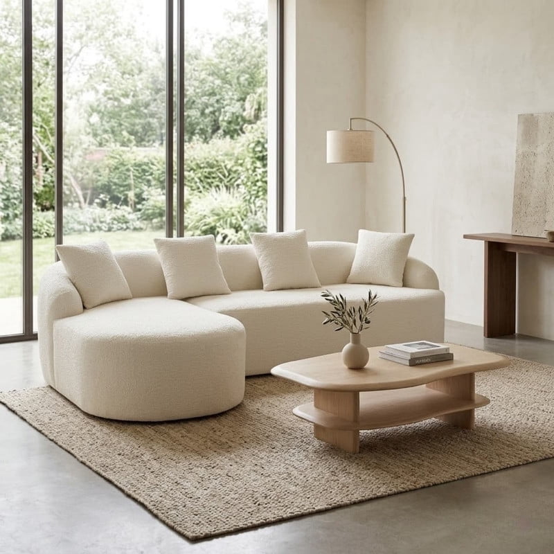 Curved Sectional Sofa with Chaise, 99'' Modern Luxury Chenille Cloud Couch for Living Room, Oversized 3-Seater Sofa Couch for Living Room, No Assembly