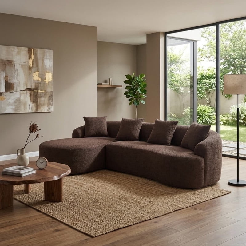 Curved Sectional Sofa with Chaise, 99'' Modern Luxury Chenille Cloud Couch for Living Room, Oversized 3-Seater Sofa Couch for Living Room, No Assembly