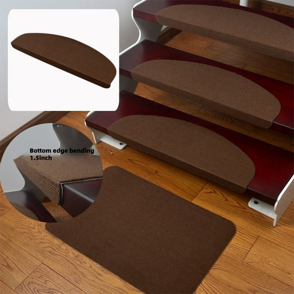 Curved Self Non-Slip Stair Step Mats for Safety and Dirt Protection, Washable Reusable Stair Tread Covers for Home