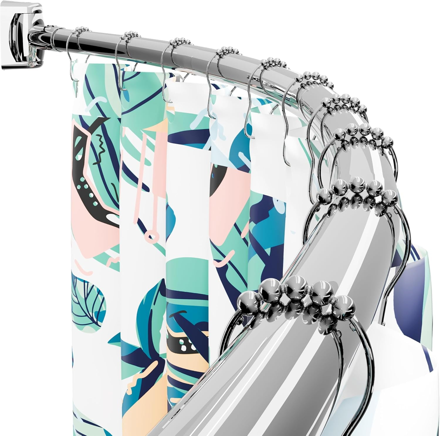 Curved Shower Curtain Rod 33-76 inches Adjustable Curved Shower Rod ...