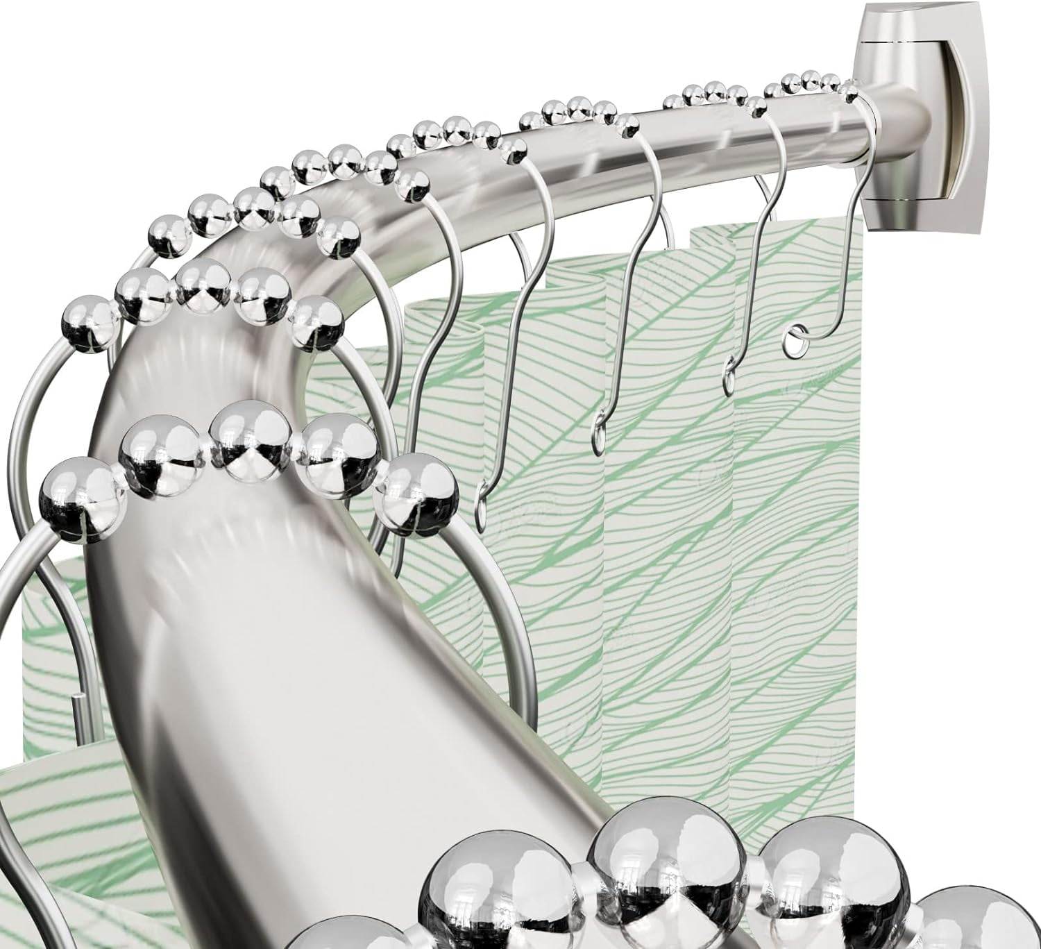 Curved Shower Curtain Rod 43" to 72" Adjustable, Aluminum Rustproof