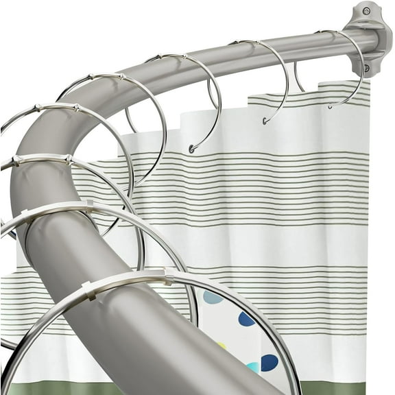 Curved Shower Curtain Rod, Adjustable 40-72 Inches Shower Rod, Rustproof Expandable Heavy Duty Round Shower Curtain Rod for Bathroom, Bathtub, Need to Drill, Nickel