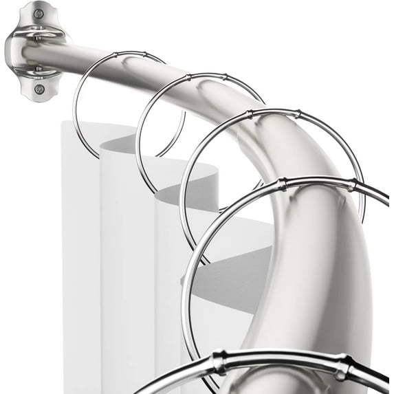 Curved Shower Curtain Rod, Adjustable 48-85 inches Extra Wide Curved Shower Rods for Bathroom, Rust proof Shower Rod, Stainless Steel Curved Curtain Rod for Shower, Bathtub, Brushed Nickel