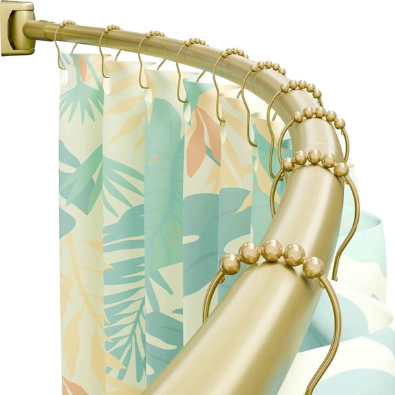 Curved Shower Curtain Rod For Bathroom 35-76 Inches, Adjustable Length, Gold Curved Shower Rod, Metal Rods, Round Shower Curtain Rods, Rotate Bracket For Large Shower Space, Need Drilling