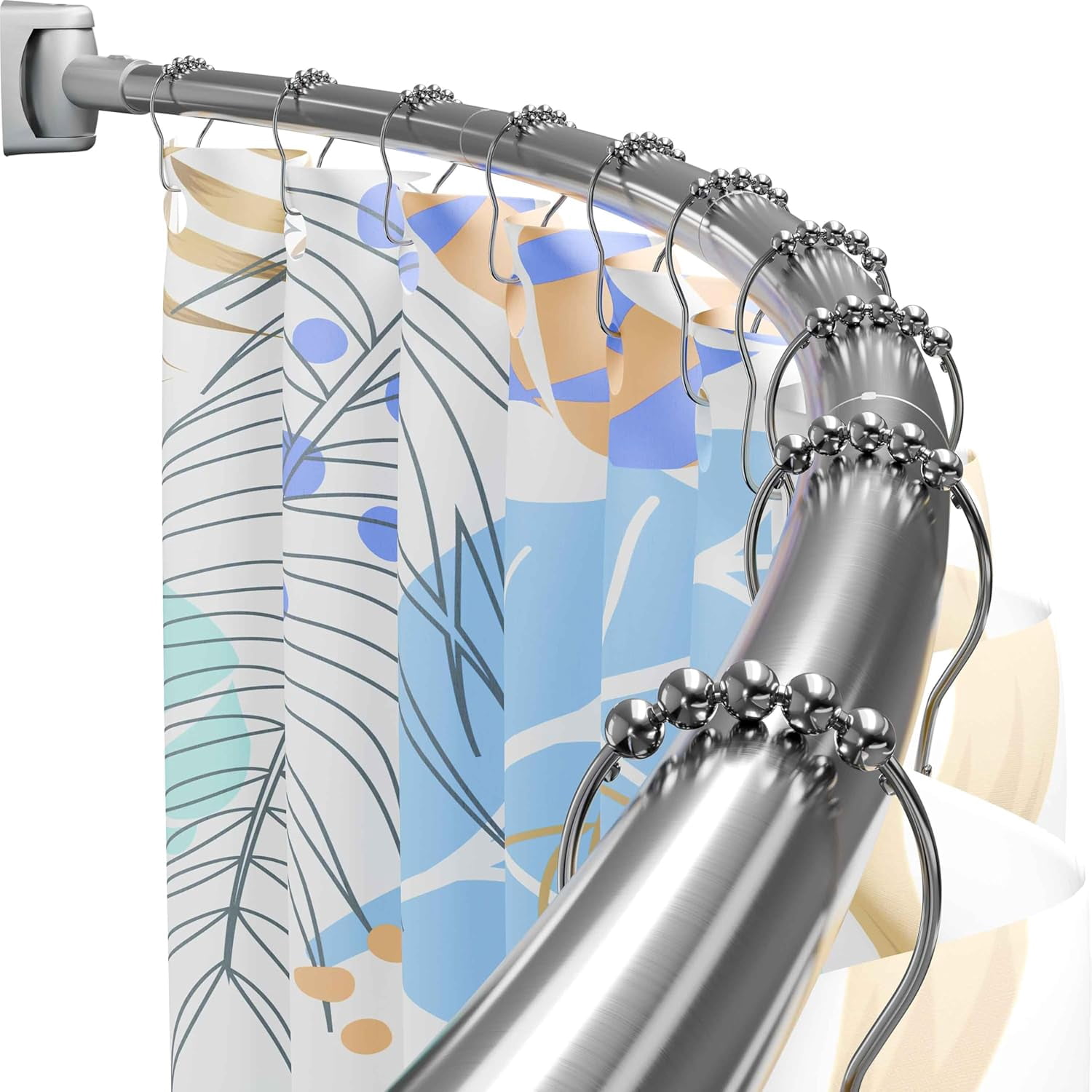 Curved Shower Curtain Rod For Bathroom 35-76 Inches, Adjustable Length ...