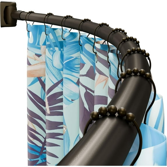 Curved Shower Curtain Rod, Need to Drill, 35-76 inches Adjustable Curved Shower Rod Rustproof Shower Rod Round Shower Curtain Rod for Bathroom, Bathtub, Stall, Stainless Steel, Bronze