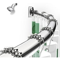 Curved Shower Curtain Rod, Round 42-73 Inches Shower Rods for Bathroom Adjustable, Rounded Bowed Stainless Steel Shower Rods Customized for Bathtub, Stall, Chrome, Need to Drill