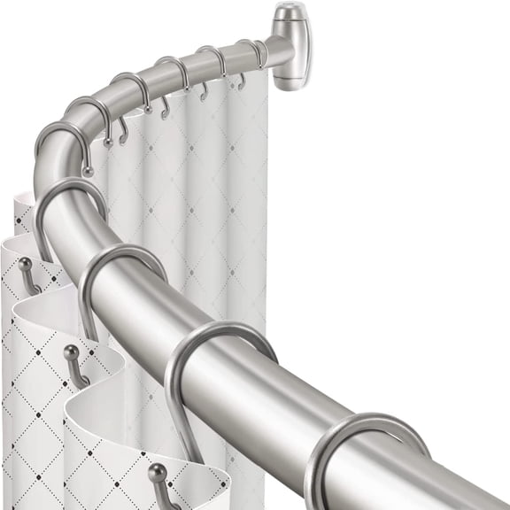 Circular Shower Curved Brushed Nickel Adjustable Shower Rod 36.4-76in for Bathroom ...
