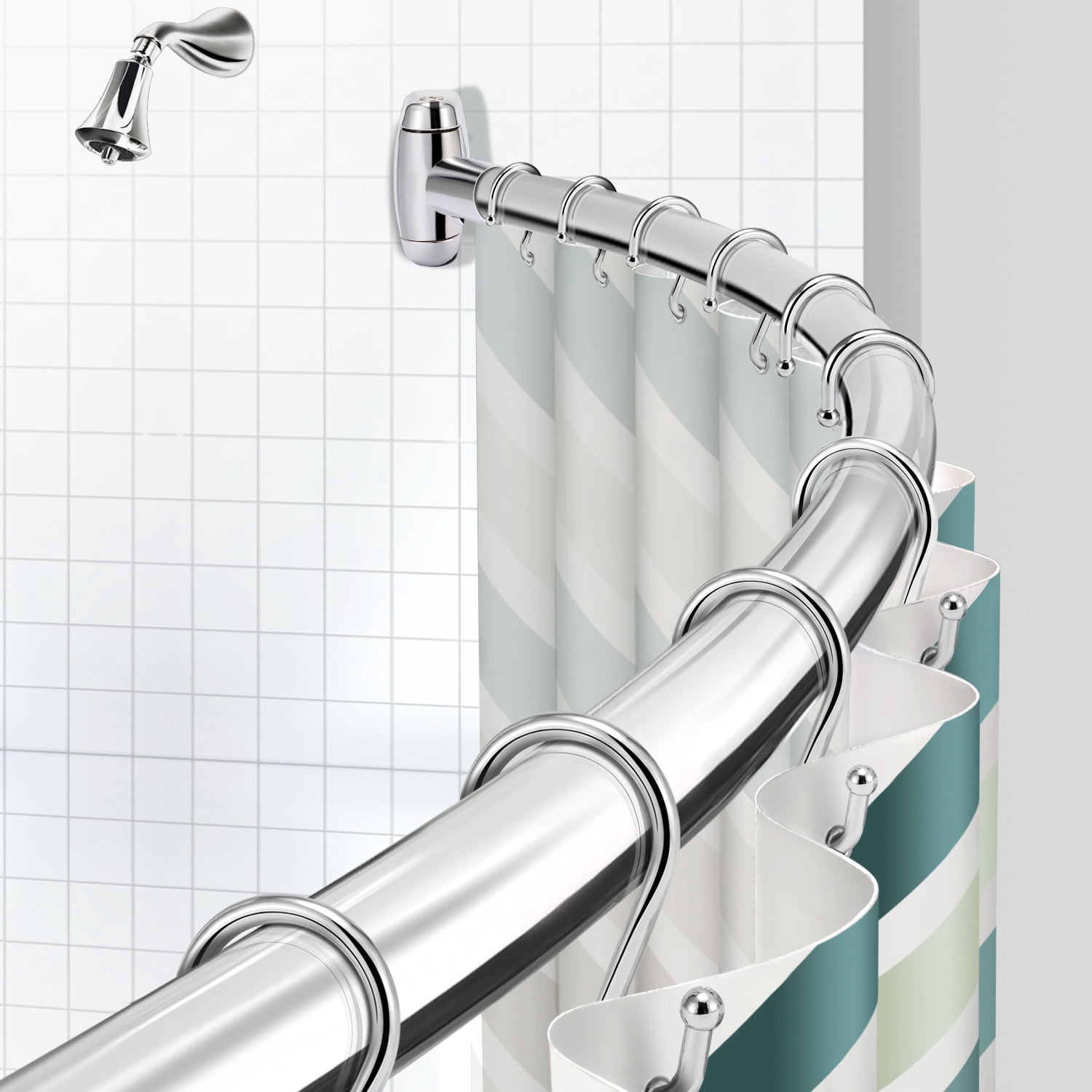 Curved Shower Curtain Rod, Round Shower Curtain Rod 48-72 Inches ...
