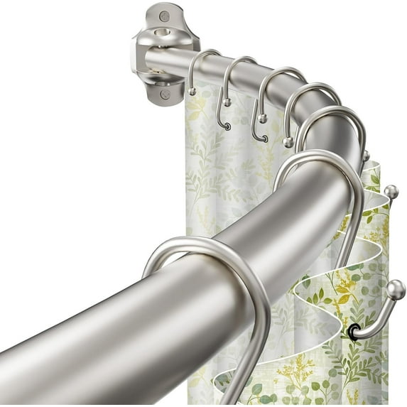 Curved Shower Curtain Rod, Rust Resistant, Adjustable Length 42-73 inches for Shower, Bathroom, Hole Punch Required.