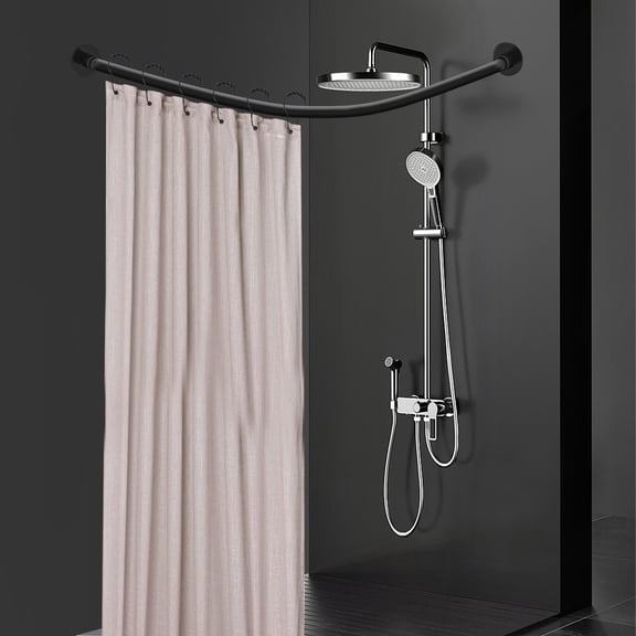 Curved Shower Curtain Rod Stainless Steel Bathroom Bath Pole Rail Adjustable US