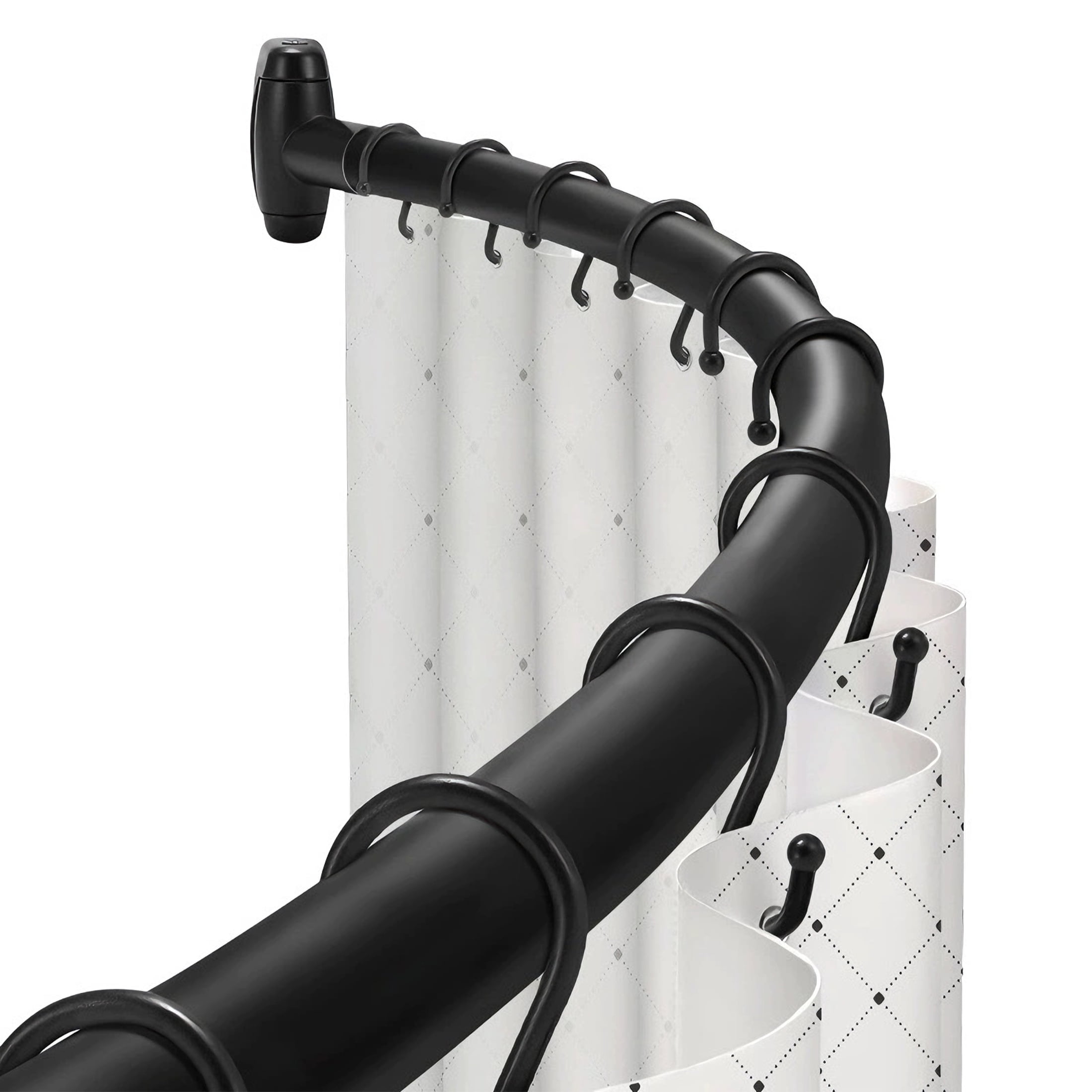 Curved Shower Curtain Rod, 43" to 71" Adjustable Curtain Rod, Rustproof Expandable Shower Rod, Shower Curtain Rod for Bathroom, Shower Rooms, Bathtubs, Clothing Stores, Fitting Rooms, Balconies