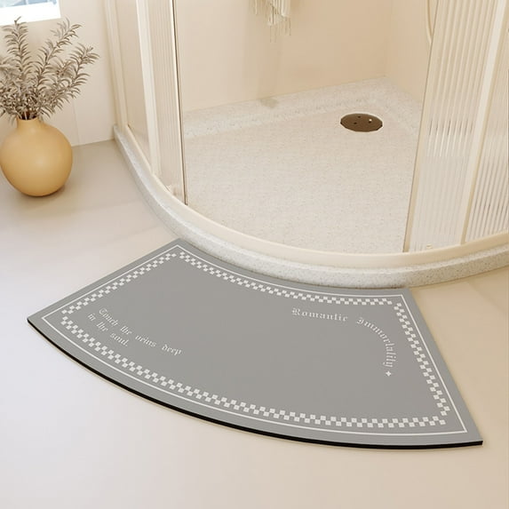 Curved Shower Mats Curved Bath Mat Non Slip Anti Mould Washable Soft Microfiber Bath Mat Fanned Shower Mats for Bathroom Floor