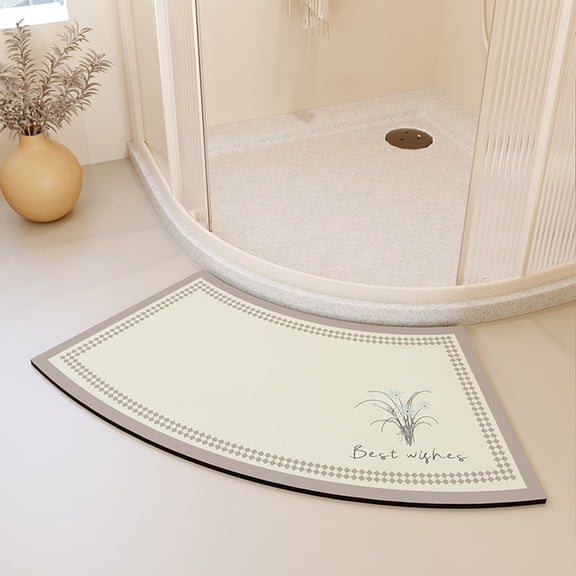 Curved Shower Mats Curved Bath Mat Non Slip Anti Mould Washable Soft Microfiber Bath Mat Fanned Shower Mats for Bathroom Floor