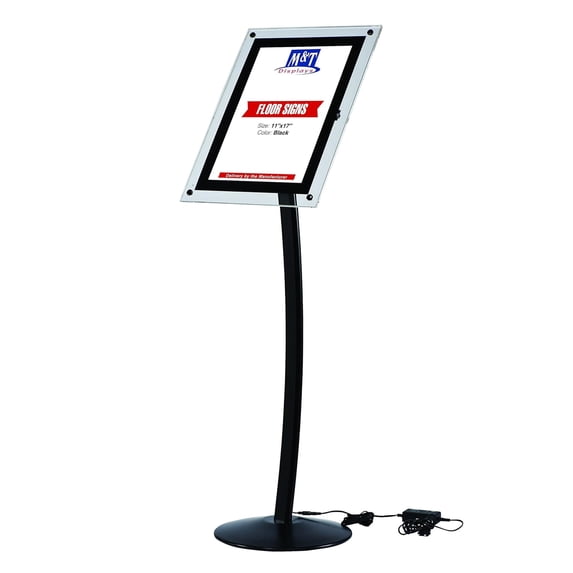 Curved Sign Holder with Acryled 11" x 17" Poster Size Black, Landscape & Portrait position