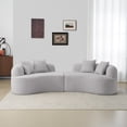thumbnail image 1 of Curved Sofa, Grey Teddy Velvet 4-Seater with Full Compression Sponge and No Assembly Design, 107-Inch Compact Couch for Small Spaces and Apartments, 1 of 10
