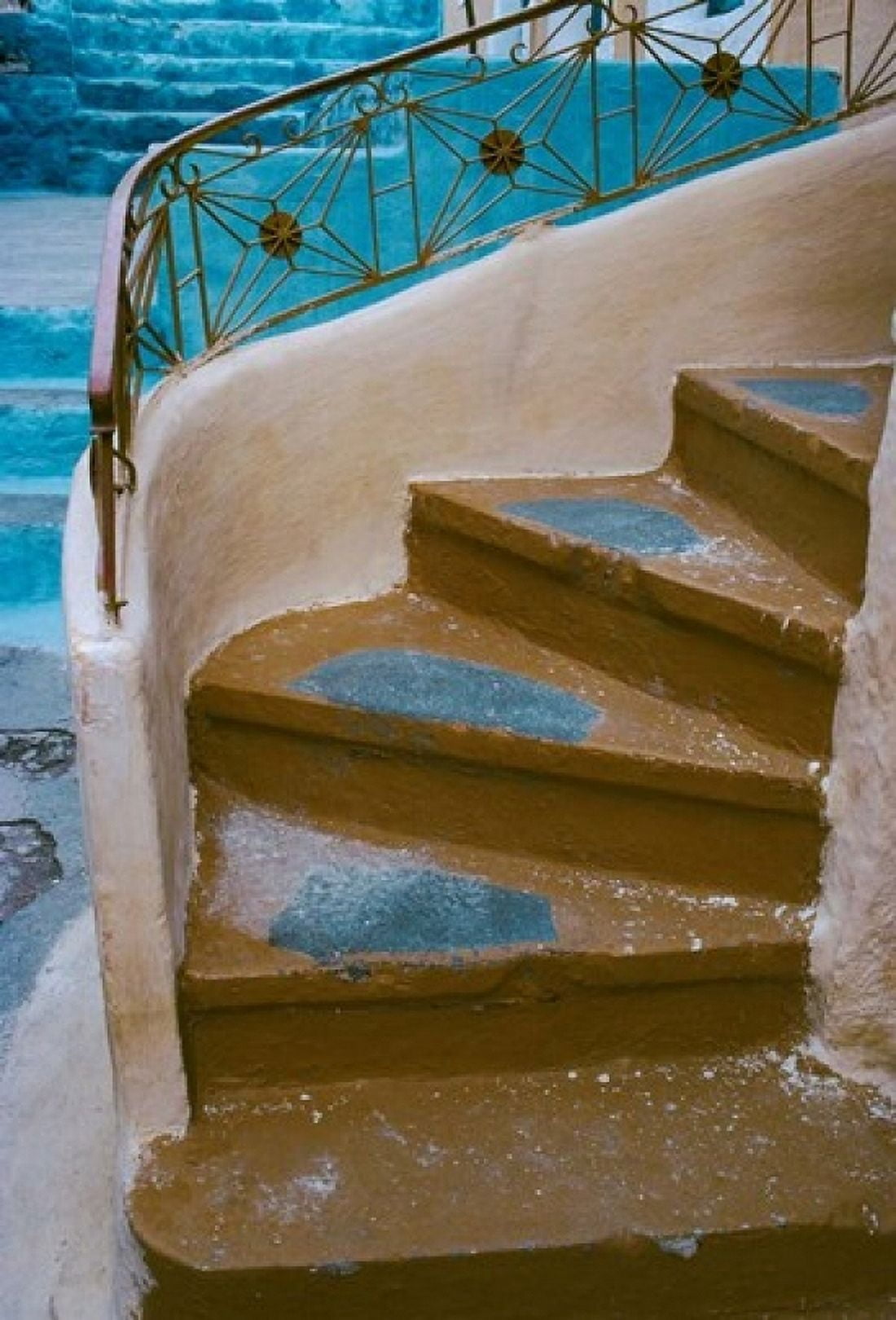 Curved Stairway in Athens Greece Canvas Art - Tom Haseltine DanitaDelimont (12 x 17)