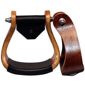 HILASON Saddle Curved Wooden Horse Stirrups Pair Western | Aluminum Leather Endurance Angled Padded