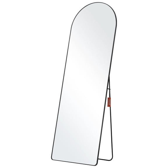 Curved Tall Mirror 65x22 Inches Aluminum Frame Wall Mount or Standalone Full Length Mirror for Bedroom Living Room Black