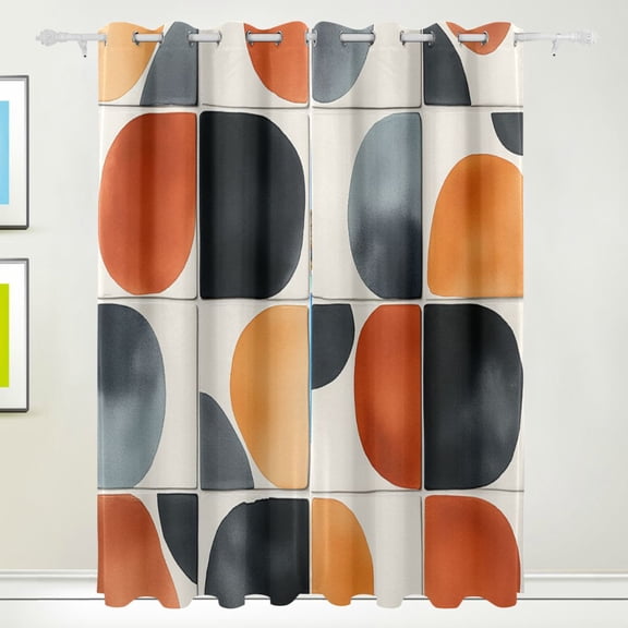 Curved Tile Patterns Blackout Curtains for Living Room Bedroom 55W x 72/84L Insulated Window Drapes 2 Panels