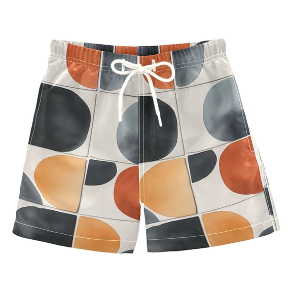 Curved Tile Patterns Boys Swim Trunks Quick Dry Boy Swim Shorts for 3-14 Years