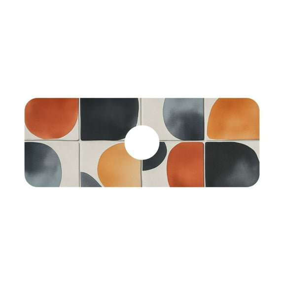 Curved Tile Patterns Kitchen Sink Splash Guard, Silicone Sink Faucet Mat Dry Out the Kitchen Bathroom