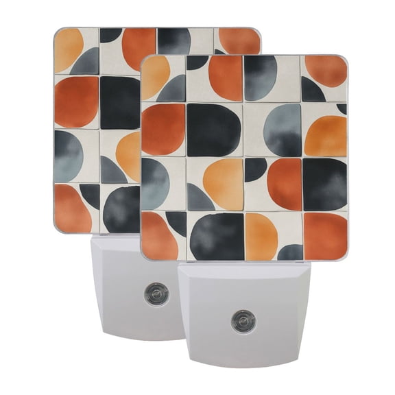 Curved Tile Patterns LED Night Light with Smart Sensor Plug Into Wall Dusk to Dawn 2 packs