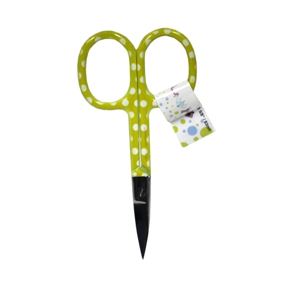 Curved Tip Bright Dots Embroidery Scissors Green
