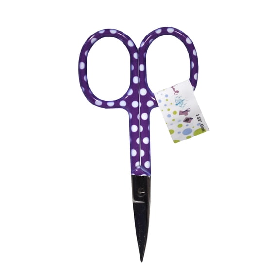 Curved Tip Bright Dots Embroidery Scissors Purple