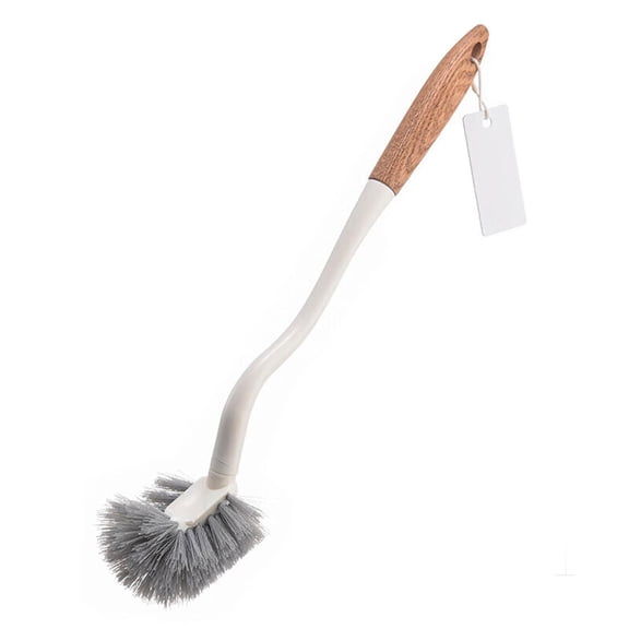 Curved Toilet Bowl Brush,Bathroom Cleaner Brush,Non-Slip Wood Handle Toilet Bowl Brush,Toilet Brush Under The Rim,Household Deep Cleaning Brushes,Bathroom Accessories Toilet Scrubber,(White,16.14 in)