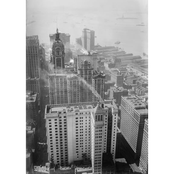 Curved Top Of The Singer Tower From The Woolworth Building In Downtown Manhattan History (24 x 36)