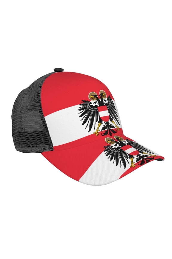Curved Trucker Hat Austrian Flag Adjustable Mesh Back Baseball Snapback Cap For Men