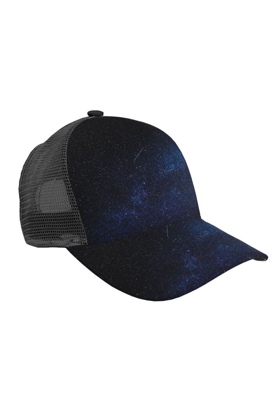 Curved Trucker Hat Black Starry Sky Adjustable Mesh Back Baseball Snapback Cap For Men