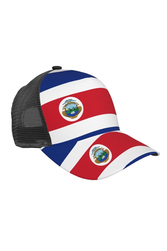 Curved Trucker Hat Costa Rica Flag Polyester Flag Adjustable Mesh Back Baseball Snapback Cap For Men