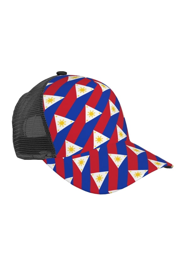 Curved Trucker Hat Flag Of The Philippines Adjustable Mesh Back Baseball Snapback Cap For Men