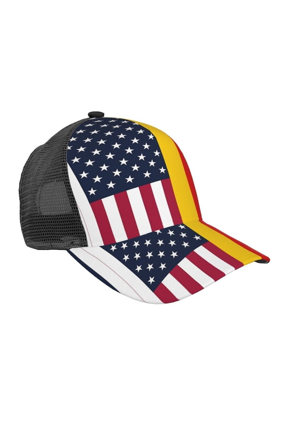 Curved Trucker Hat German America Flag Adjustable Mesh Back Baseball Snapback Cap For Men