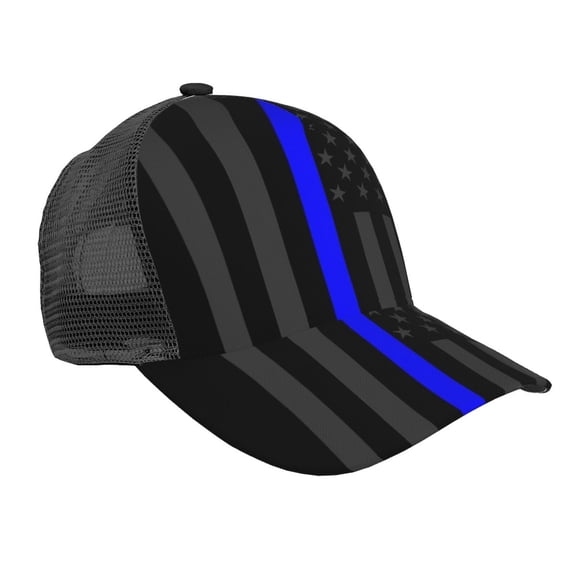 Curved Trucker Hat Group Of Thin Blue Line Flag Adjustable Mesh Back Baseball Snapback Cap For Men