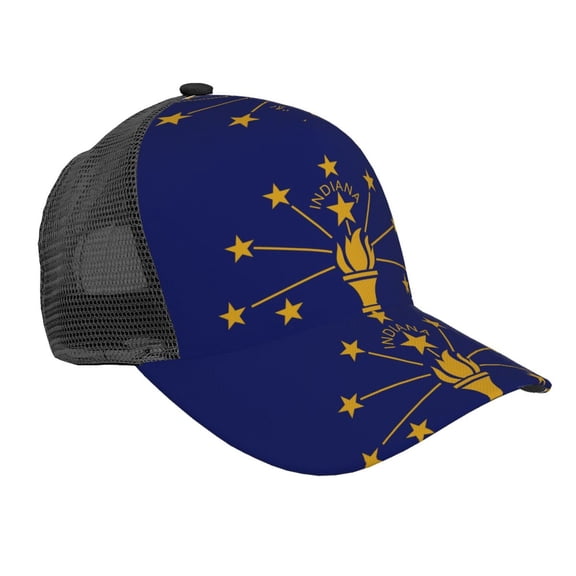 Curved Trucker Hat Indiana Flag Adjustable Mesh Back Baseball Snapback Cap For Men