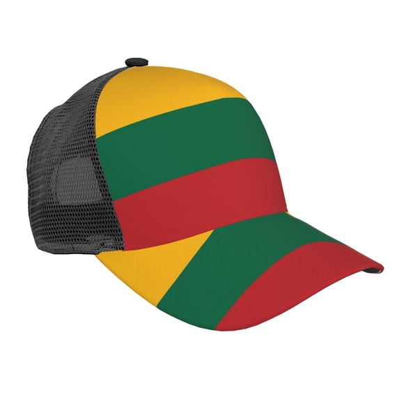 Curved Trucker Hat Lithuanian Flag Adjustable Mesh Back Baseball Snapback Cap For Men