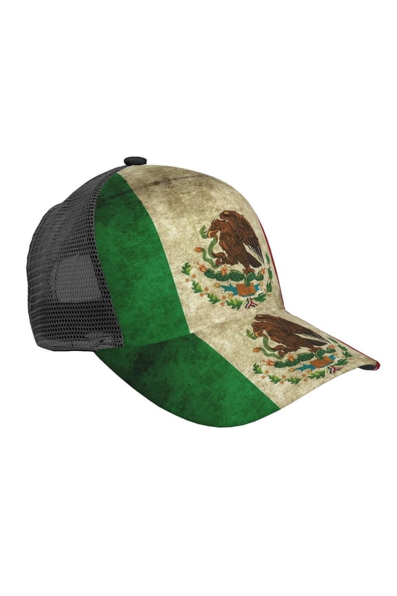 Curved Trucker Hat Retro-Mexico-Sacred Flag Adjustable Mesh Back Baseball Snapback Cap For Men