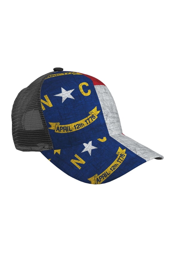 Curved Trucker Hat Retro North-Carolina Flag Adjustable Mesh Back Baseball Snapback Cap For Men
