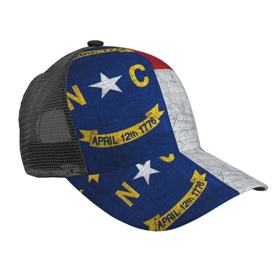 Curved Trucker Hat Retro North-Carolina Flag Adjustable Mesh Back Baseball Snapback Cap For Men